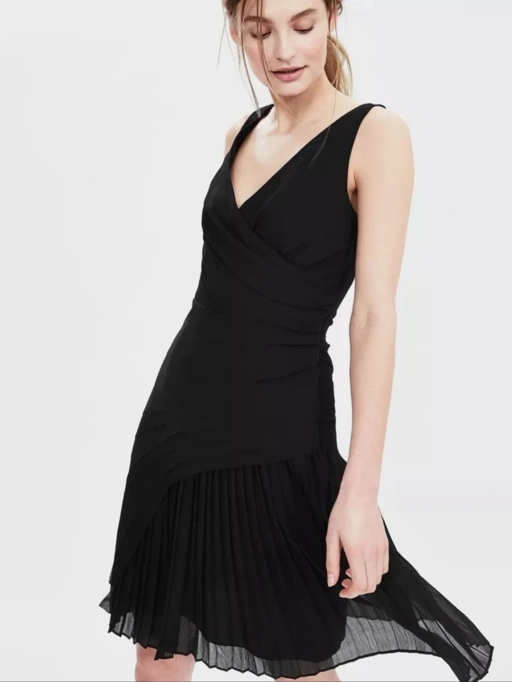 Banana Republic Black Cocktail Pleated Dress